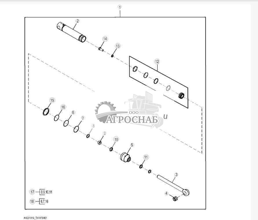 Компоненты цилиндра грейфера (12,5 КВ. ФУТА, 125 ДЮЙМОВ), 115 x 63 